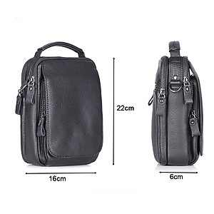 Túi đeo chéo nam, túi xách tay da bò thật Bụi Leather DC104 - Da bò Mill cao cấp, Unisex - Bảo Hành 12 tháng