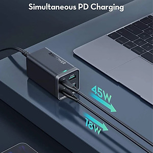 Củ Sạc Điện Thoại 2 Cổng USB-A và 2 Cổng Type-C PD 65W QC 3.0 RAVPower RP-PC136 - Hàng Chính Hãng