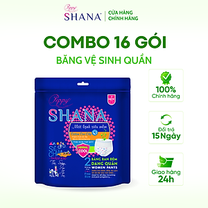 Combo 16 gói Băng Vệ Sinh Quần Peppy Shana Ngày Đêm Siêu Thấm, Freesize, Chống Tràn Tối Đa, Tiết Kiệm (32 miếng)