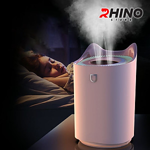 Máy phun sương tạo ẩm cỡ lớn Rhino H802 3000ml, 2 lõi phun, tích hợp đèn 7 màu, dung tích lớn cho không gian rộng - Hàng chính hãng