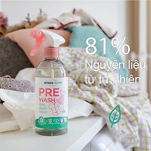 Set 3 chai 1 vòi Xịt xử lý vết bẩn trước khi giặt Stanhome Pre Wash Ecolabel 500ml/chai- mẫu mới