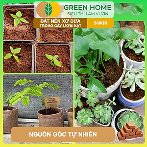 Đất Trồng Cây Greenhome, Viên Nén 500gr, Đã Qua Xử Lý, Bổ Sung Vi Sinh, Nở Gấp 5 Lần, Trồng Rau Hoa