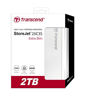 Ổ Cứng Di Động Transcend 2TB StoreJet C3S Extra Slim USB 3.1 - Hàng Chính Hãng