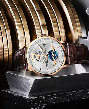Đồng hồ nam chính hãng LOBINNI L18018-1,Kính sapphire nguyên khối ,chống xước,chống nước 50m,mặt trắng vỏ vàng hồng dây da nâu xịn, thép không gỉ 316L,Đồng hồ cơ (Automatic) bảo hành 24 tháng, hàng mới 100%,thiết kế đơn giản trẻ trung và sang trọng