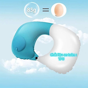 Gối hơi kê cổ bơm tự động, mềm mại, thiết kế hình chữ U giúp giảm đau cổ, có nút cài, phù hợp cho văn phòng và du lịch  Phượt Dã Ngoại Đi Chơi Quà Tặng Nam Nữ