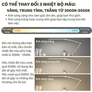 Đèn bàn học Led bảo vệ mắt Ergo Edge 1 DandiHome chống cận để làm việc, đọc sách cao cấp có thể kéo dài và gấp gọn - 3 chế độ sáng thông minh