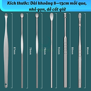 Bộ dụng cụ lấy ráy tai inox cao cấp- Bộ ngoáy tai y tế inox 304- Dụng cụ lấy ráy tai chuyên nghiệp- Bộ vệ sinh tai không đau, an toàn- Bộ dụng cụ ngoáy tai chống gãi rát- Que lấy ráy tai đa năng bằng thép không gỉ