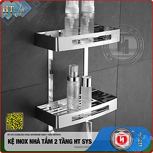 Kệ nhà tắm inox 304 HT SYS - Kệ để đồ phòng tắm 2 tầng đa năng - Chất liệu inox 304 cao cấp - Tích hợp móc treo đồ - LOẠI DÀY - Hàng Chính Hãng
