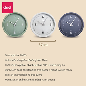 Đồng Hồ Treo Tường Tròn Cao Cấp Chạy Êm Không Tiếng Động Deli - Thiết Kế Decor Trang Trí Nhà Và Quán Cafe Phong Cách Sang Trọng - 9005