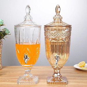 BÌNH THỦY TINH ĐỰNG NƯỚC CÓ VÒI VẶN INOX ĐA NĂNG CRYSTAN - VD64  ( GIAO HOA VĂN NGẪU NHIÊN ) 