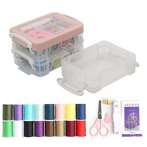 Bộ Hộp Kim Chỉ May Vá Đa Năng Gia Đình 3 Tầng Đa Năng- Kim Khâu, Chỉ, Kéo, Thước Dây, Đủ Size Màu Mini Giao Màu Ngẫu Nhiên