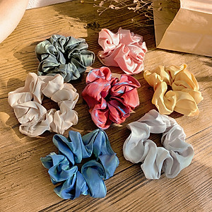  Dây buộc tóc Scrunchies Satin vân nhũ bóng sang mịn HD46