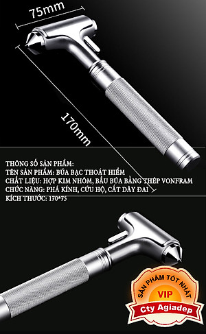 Búa đập kính oto, Búa cứu hộ phá kính thoát hiểm trường hợp nguy cấp - Phụ kiện mọi xe hơi Huyndai, Toyota,mitsubishi,..