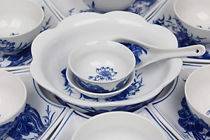 Bộ đồ ăn hoa mặt trời Bát Tràng men khử - Khử chì và kim loại nặng - Hoa sen