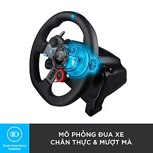 Bộ full Vô lăng đua xe Logitech G29 Driving Force và bàn đạp thép không gỉ kèm cần số, tay lái bọc da thủ công, phù hợp PS5, PS4, PC, Mac - Hàng chính hãng