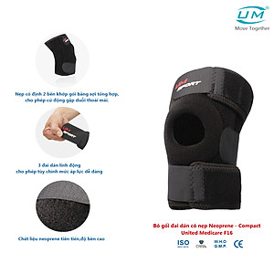 Bó gối đai dán có nẹp neoprene -compact United Medicare F16 