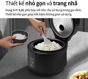 Nồi cơm điện Locknlock EJR346BLK (Giữ ấm 24h - 5 chế độ nấu - lòng nồi chống dính) 1.2 Lít - Black - Hàng chính hãng