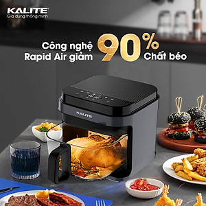 Nồi chiên không dầu KALITE KL6000, Giỏ Chiên Thuỷ Tinh Borosilicate 6.0Lit, 8 Chức Năng Nướng, Hàng Chính Hãng