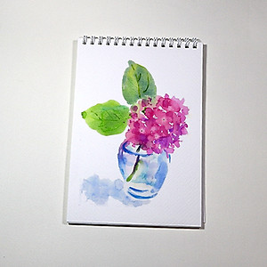 Sổ vẽ màu nước A4 giấy chuyên dụng có vân đẹp nhập từ Ý định lượng 300gsm, loang màu tốt lên màu trong tự nhiên,15 tờ/cuốn Green Art-Hàng chính hãng