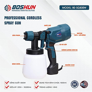 Máy phun sơn Boshun BS-SG800W công suất lớn 800W - Hàng Chuẩn Không Chổi Than Siêu Khỏe