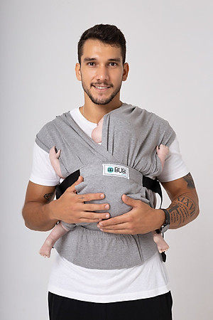 Địu vải BUBI Gen 3 - 100% Cotton - XÁM TIÊU