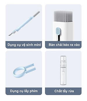 Bộ Dụng Cụ Vệ Sinh Tai Nghe, Bàn Phím, Máy Tính Đa Năng 7 Trong 1, Nhỏ Gọn, Tiện Lợi , Bộ Vệ Sinh Laptop Đa Năng 7 in 1 7in1 Cao Cấp Vệ Sinh Tai Nghe, Điện Thoại, Màn Hình, Máy ảnh Nhựa Abs Cao Cấp Dùng Cho / Airpods / iPhone / iPad Quà - Hàng Nhập Khẩu