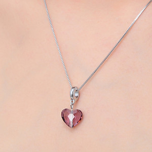 Dây Chuyền Swarovski Pave Trái Tim Tím Lấp Lánh