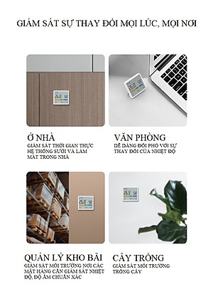 Nhiệt ẩm kế Duka TH1, máy đo nhiệt độ, độ ẩm phòng màn hình lớn 3,67", hiển thị trạng thái nhiệt độ, độ ẩm phòng nhanh chóng chính xác, cài đặt ngày giờ