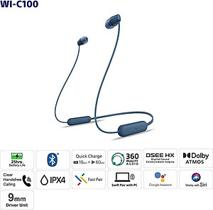 Tai Nghe Nhét Tai Bluetooth Chống Nước Sony WI-C100 - hàng chính hãng