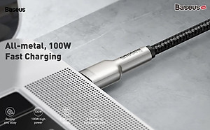 Cáp sạc Baseus Type C 100W, Cáp sạc siêu nhanh 100W Baseus Metal Data Cable Type C to Type C (100W) - Hàng nhập khẩu