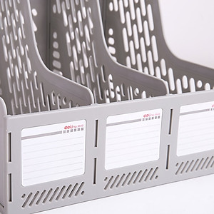 Giá tài liệu 3 ngăn đứng Deli - Nhựa PP - Ghi xám / Đen - E9845