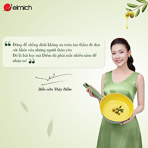 Chảo phủ sứ cao cấp Elmich Olive EL-5965OV nhiều size, Hàng chính hãng, dùng được mọi bếp - JoyMall