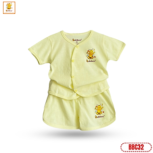Bộ sơ sinh ngắn tay Babiboo quần áo sơ sinh cho bé cotton tự nhiên - BBC32