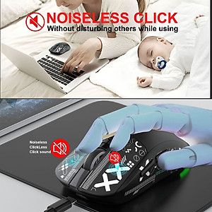 Chuột Led RGB Không Dây chống ồn T90s đa kết nối Bluetooth 5.3 + Usb 2.4 + Cáp 3600Dpi Pin Sạc TypeC hàng nhập khẩu
