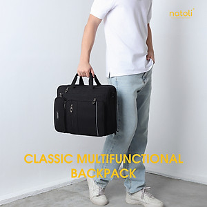 Cặp sách đi học cấp 2, cấp 3 Thương hiệu Natoli Cặp đa năng, Balo đa năng nhiều ngăn BST Classic Multifunctional Backpack B17