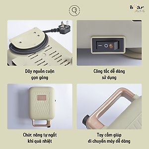 Máy Nướng Bánh Mỳ, Máy Kẹp Bánh Mỳ Sandwich-Waffle BEAR DBC-C06M1 Dung Tích 0.8 Lít, Công Suất 600 W - Hàng Chính Hãng