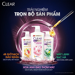 Dầu gội sạch gàu Clear Hoa Anh Đào đánh bay gàu & nhờn ngứa, sảng khoái cả ngày dài 630G