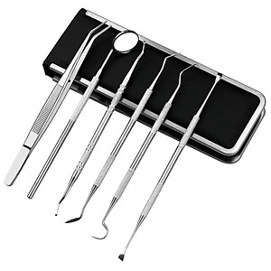 Bộ dụng cụ lấy vôi răng 6 món chăm sóc làm sạch răng miệng bằng thép không gỉ - Hàng chính hãng