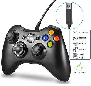 Tay Cầm Chơi Game Có Dây dùng cho PC, Latop, Smart Tivi - Kiểu dáng Xbox 360 - Hỗ trợ rung - Thích hợp chơi Fifa online, Pes, Devil May Cry, Call Of Duty - Hàng Chính Hãng