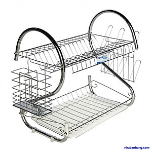 Kệ Úp Bát Đĩa 2 Tầng Inox Có Khay Hứng Nước Tiện Dụng- Gọn Gàng Nhà Bếp- Hàng Chính Hãng MINIIN