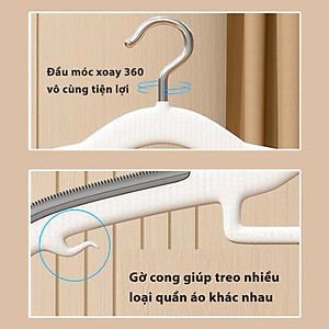 Combo 10 móc treo quần áo chống trượt xoay 360 đa năng, chất liệu nhựa siêu bền, màu giao ngẫu nhiên- hàng chính hãng
