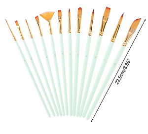 12 Cọ vẽ màu nước Pastel 3 Mint Pink Blue màu sơn dầu tranh tường số hoá Lalunavn - B52