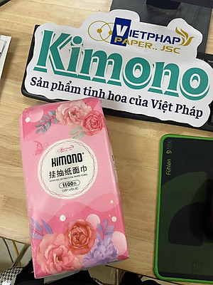 ( Tặng 2 gói) Thùng 10+2 bịch giấy treo tường đa năng KIMONO hoa hồng 4 lớp dạng rút 1100 tờ