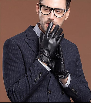 Găng tay nam da cừu BHY8791 Bao tay da thật nam. Lót lông giữ ấm, cán gió, chống ngấm nước. Hàng chính hãng