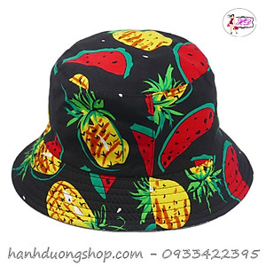 Nón bucket trái cây hot hit mũ tai bèo trái cây hoa cỏ vành nhỏ dễ thương chất liệu vải cotton thoáng mát - Hạnh Dương