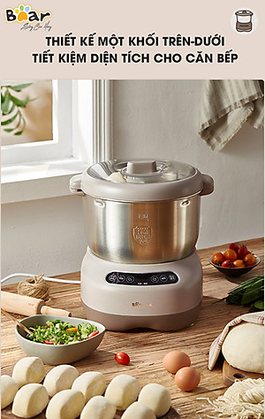Máy Trộn Bột Ủ Bột Lên Men Tự Động BEAR HMJ-A70C1 Chống Dính Dung Tích 7 Lít Công Suất 250 W - Hàng Chính Hãng