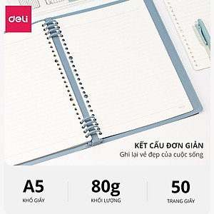 Tập Giấy Refill / Ruột Sổ Refill / Lõi Sổ Thay Thế A5 B5 100 Trang 80gsm Cao Cấp Nusign Deli - Phù Hợp Sổ Còng Deli Klong Harin Rin - NS310 NS315