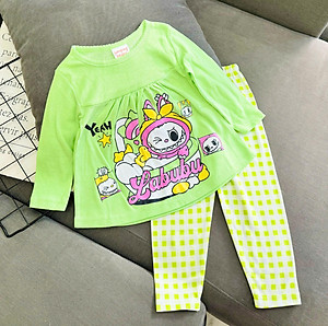 Đồ bộ bé gái, Bộ ngủ dài tay cho bé gái từ 8-25kg chất cotton hàng xuất mềm mịn mát