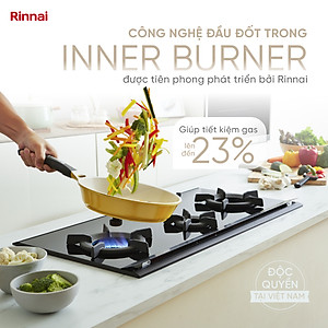 Bếp gas âm đầu đốt trong Rinnai RVB-2SCHi(SB) mặt bếp kính SCHOTT và kiềng bếp gang - Hàng chính hãng