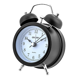 Đồng Hồ Báo Thức Dạ Quang Deli - Khung Thép Không Gỉ - 9024